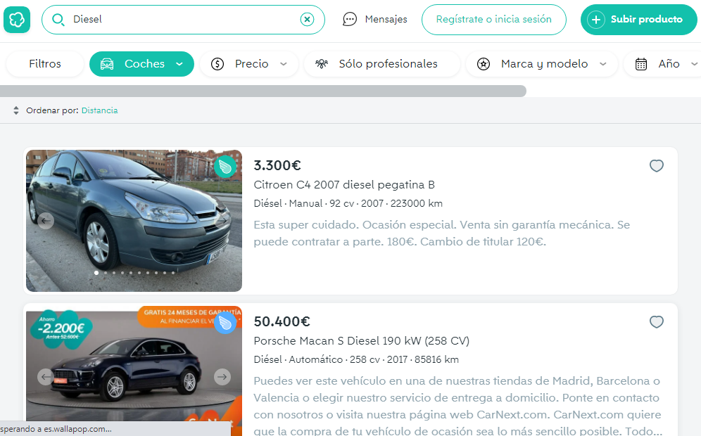 Coches en Wallapop para comprar y vender