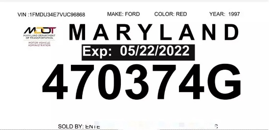Placas temporales Maryland